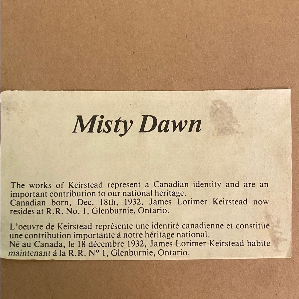 Printed Panting „ Misty Dawn“ Canadian Ontario Artist James Keirstead - Picture 9 of 11